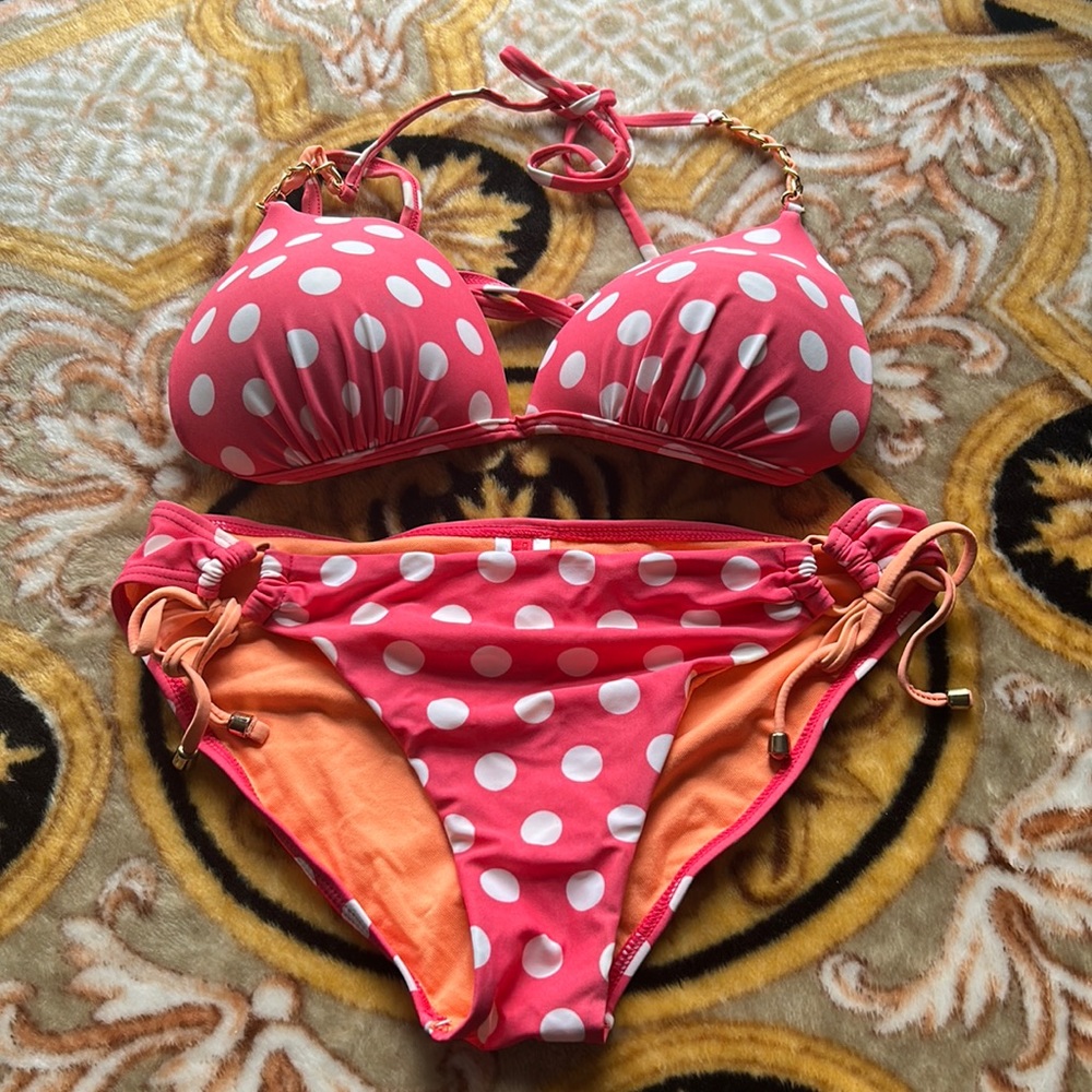 Pink Polka Dot Bikini Swimsuit